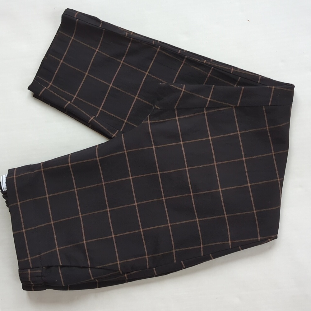 Liz Claiborne Simply Liz Plaid Career Pants 10 Black Brown/Tan Pattern - Picture 2 of 16